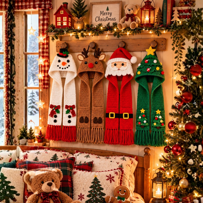 4in1 Christmas Hooded Scarf Crochet Pattern