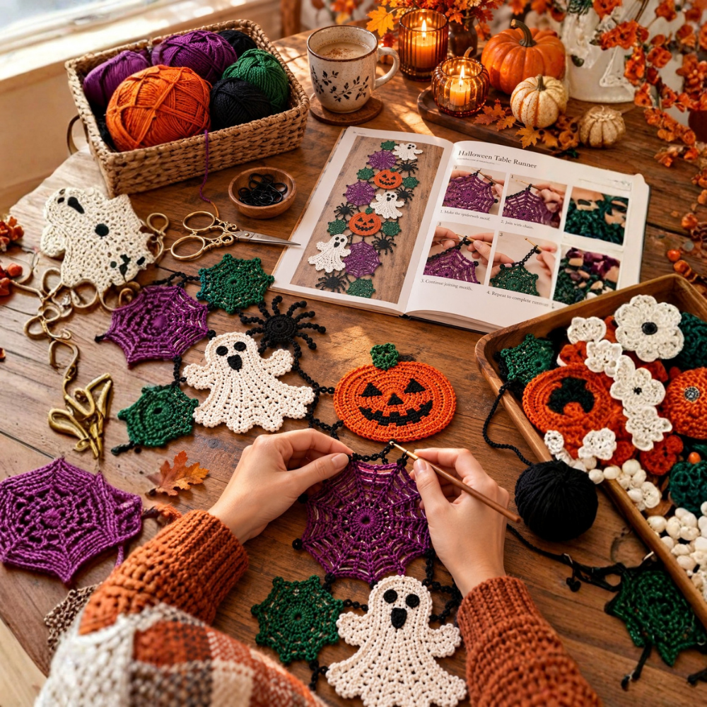 Halloween Crochet Pattern Table Runner