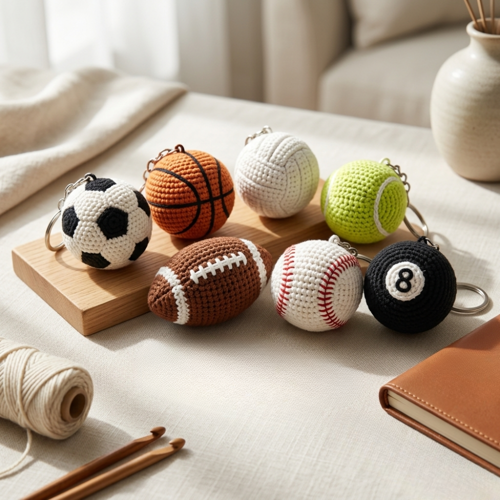 10in1 Sports Ball Keychain Crochet Pattern