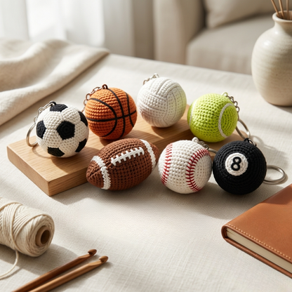 10in1 Sports Ball Keychain Crochet Pattern