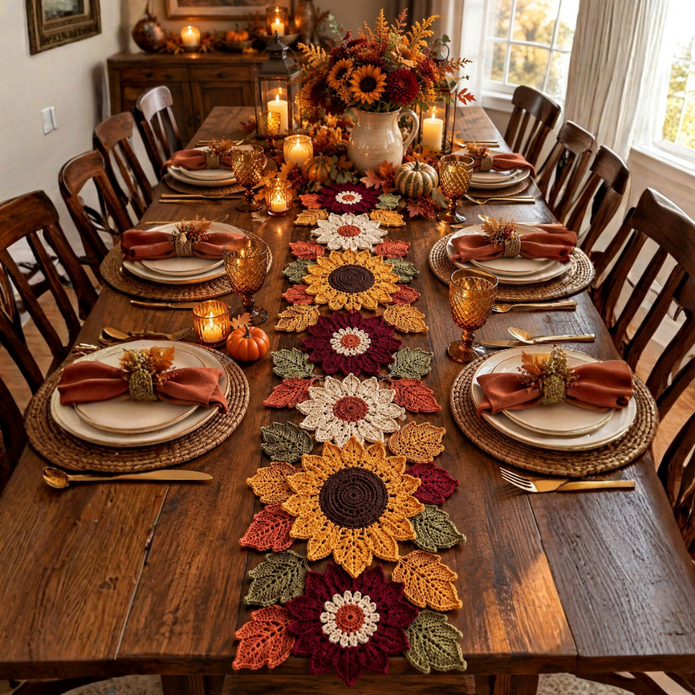 Crochet Sunflower Table Runner Pattern