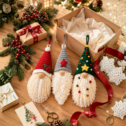 Christmas Door Hanger Santa Gnome Ornament Set