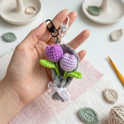 Mini Tulip Bouquet Keychain Bag Charm Crochet Pattern