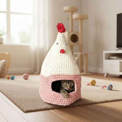 Chicky kitty Cat house Crochet Pattern