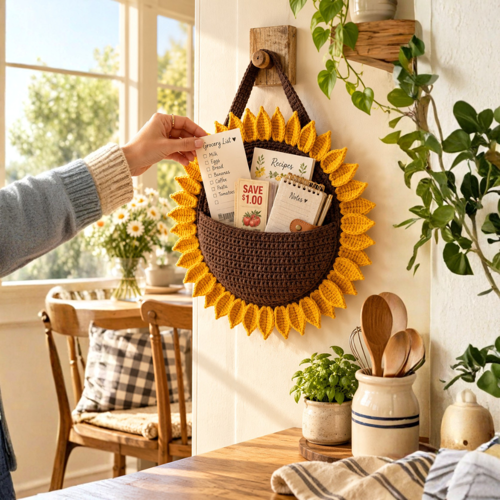 Sunflower Wall Organizer Crochet Pattern