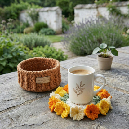 Combo Rose Water Bottle Holder Flower Coaster Crochet Pattern