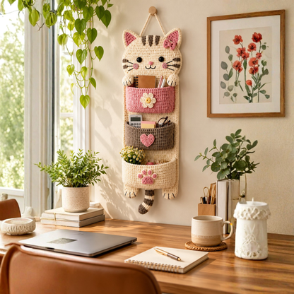 Crochet Cat Wall Organizer Pattern