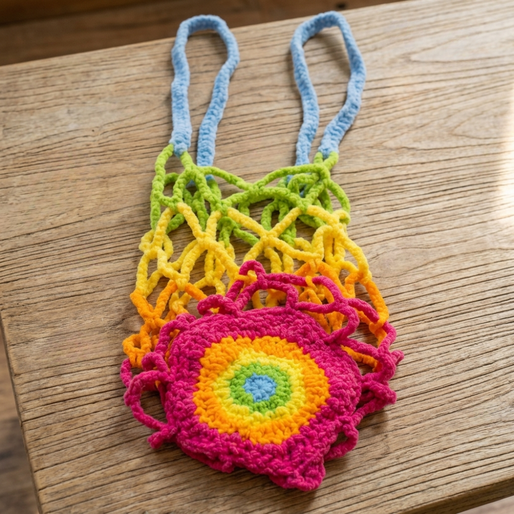 2-in-1 Rainbow Bottle Holder & Keychain Crochet Pattern