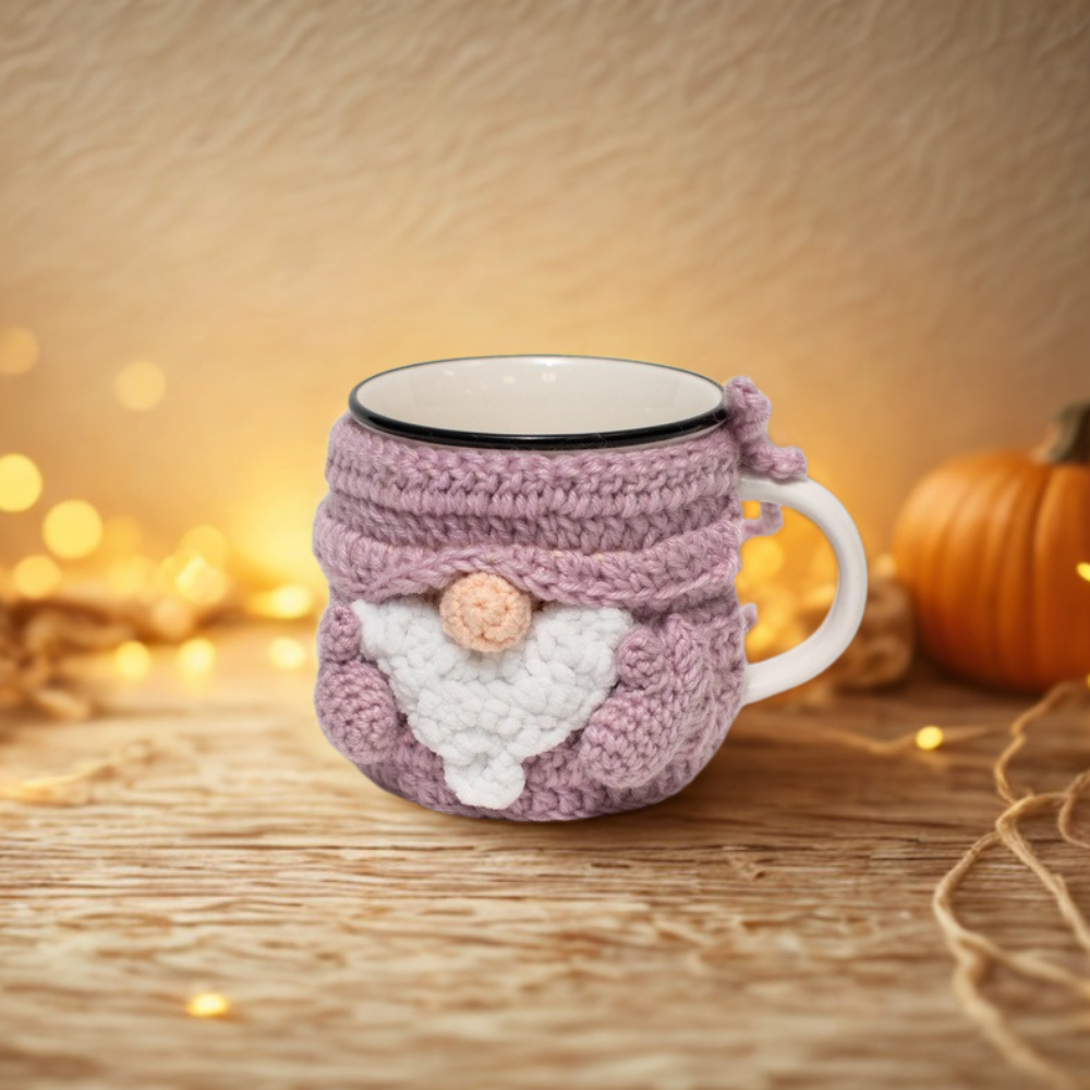 Gnome-themed crochet mug warmers Crochet Pattern