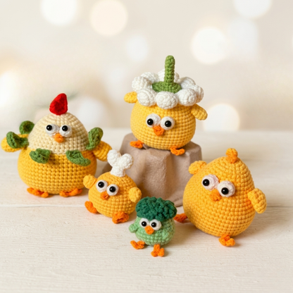 5-in-1 Chick Amigurumi Crochet Pattern Bundle