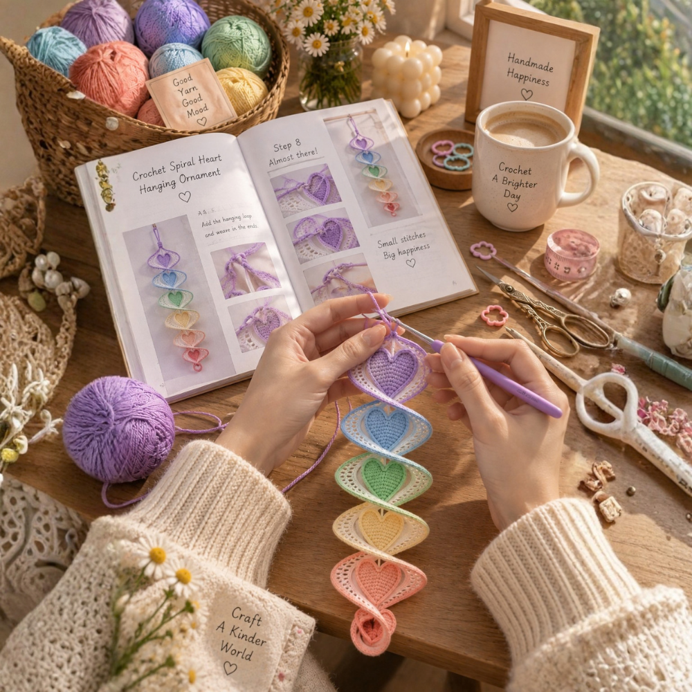 Pastel Heart Helix Crochet Wind Spinner Pattern