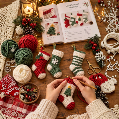 4 in 1 Mini Christmas Stocking Crochet Pattern