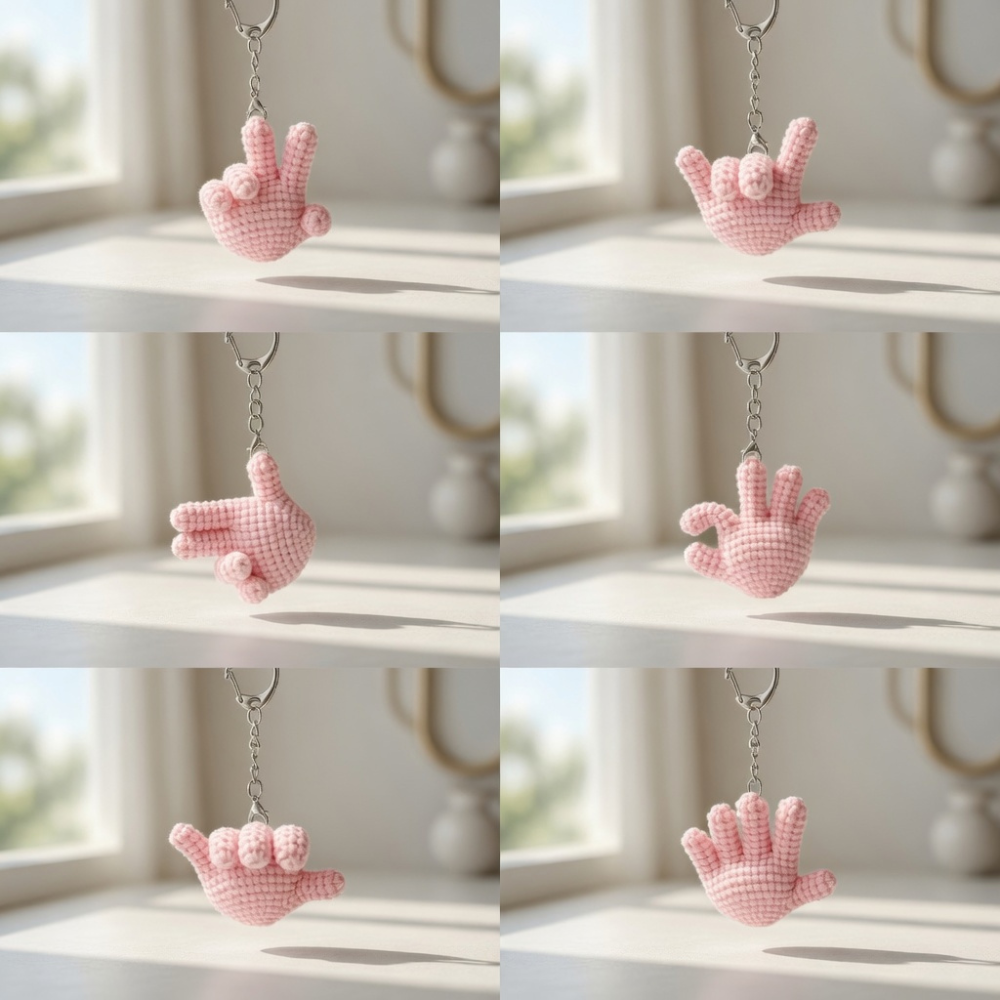 Mini Crochet Hand Keychain Pattern