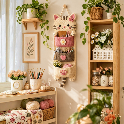 Crochet Cat Wall Organizer Pattern