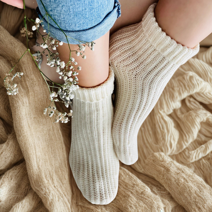 Warm Stripey Socks Crochet Pattern White