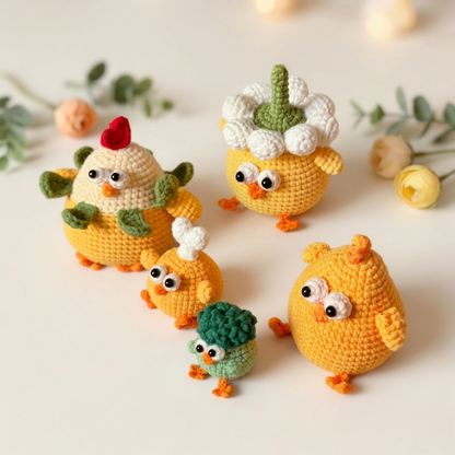 5-in-1 Chick Amigurumi Crochet Pattern Bundle