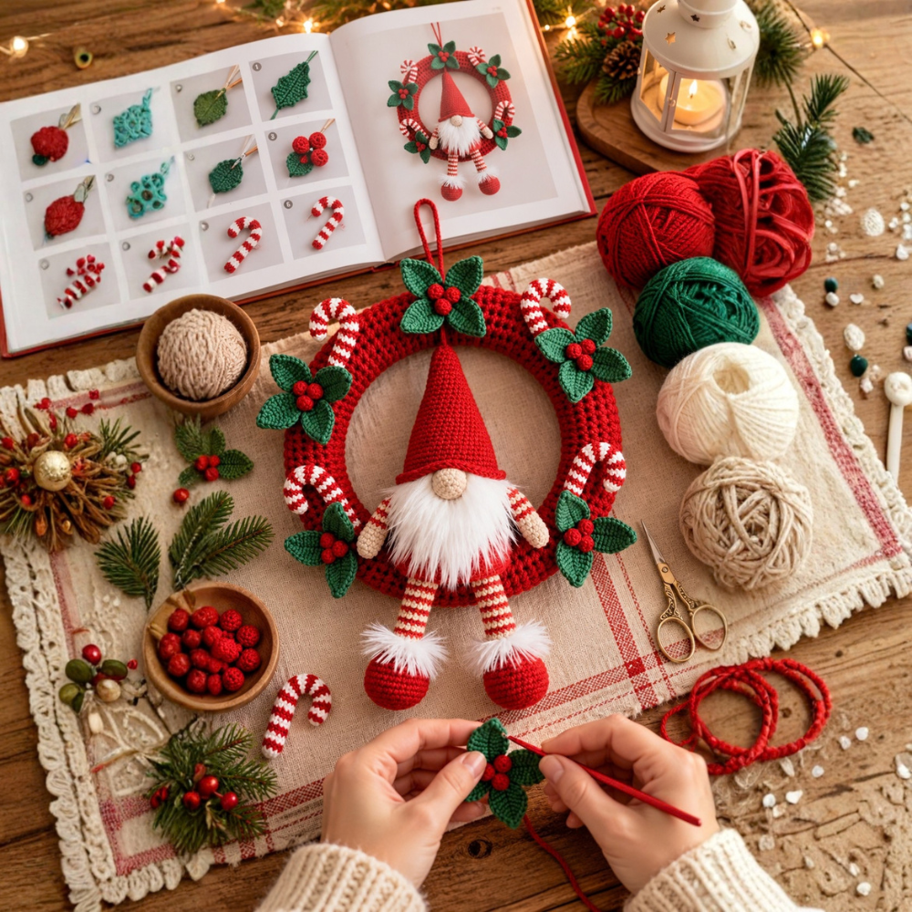 Christmas Gnome Wreath Crochet Pattern
