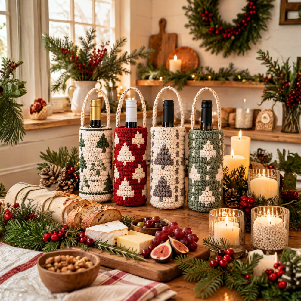 Christmas Wine Bottle Holder Crochet Pattern