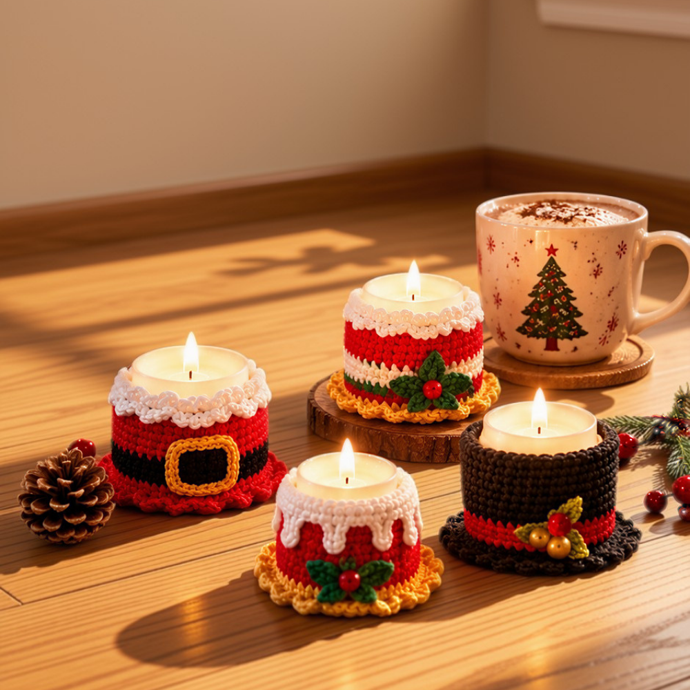 Crochet Christmas Candle Holder Pattern