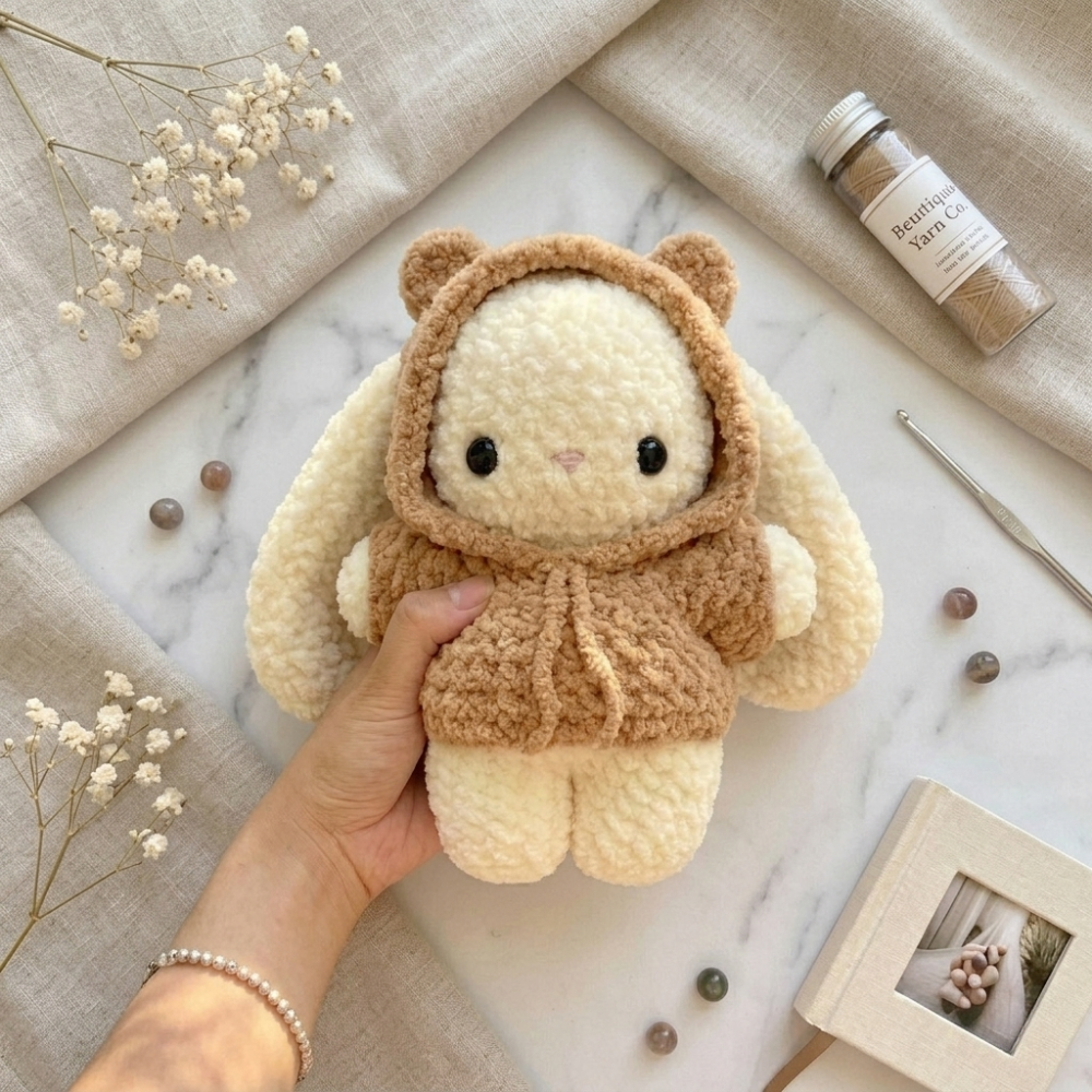9-in-1 Baby Bunny Hoodie Crochet Pattern PDF — Newborn to 2 Years