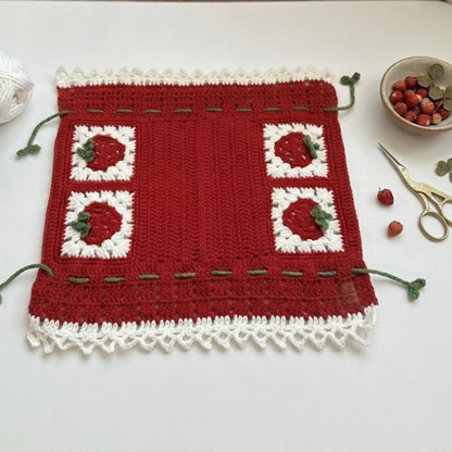 Sweet Strawberry Candy Cane Tissue Cover Crochet Pattern