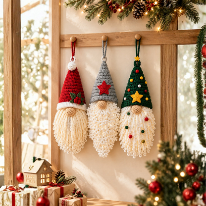 Christmas Door Hanger Santa Gnome Ornament Set