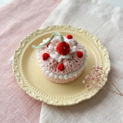 Strawberry Cake Cup Holder Crochet Pattern