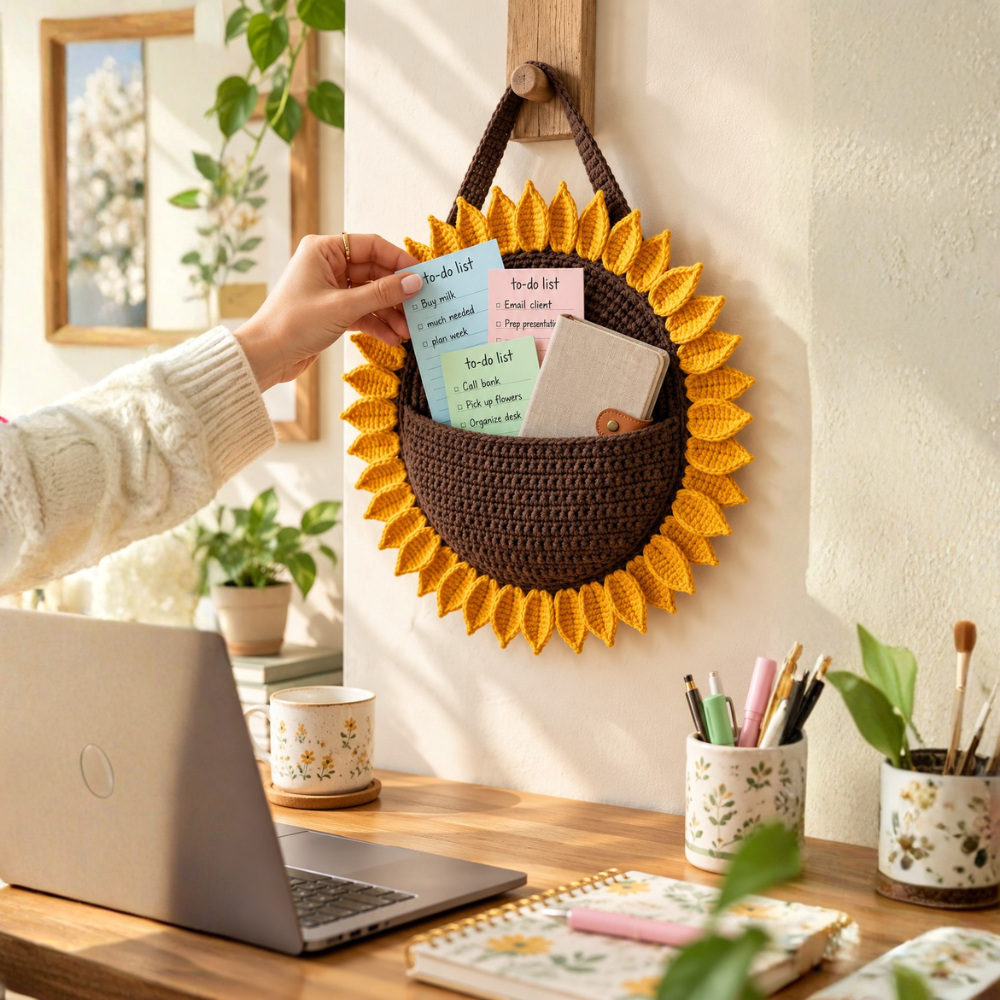 Sunflower Wall Organizer Crochet Pattern