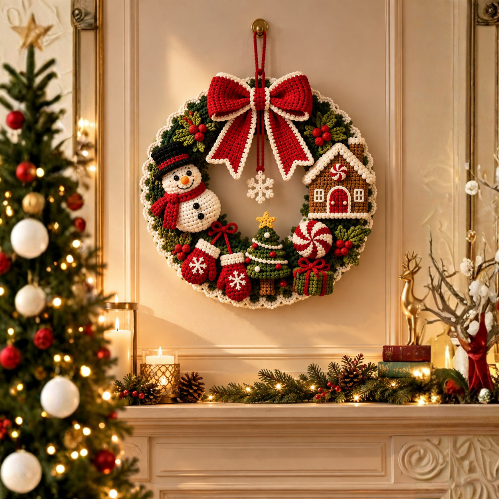Snowman Gingerbread House Door Decor