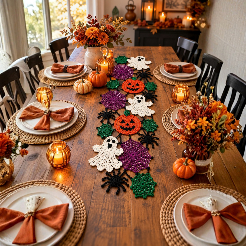 Halloween Crochet Pattern Table Runner
