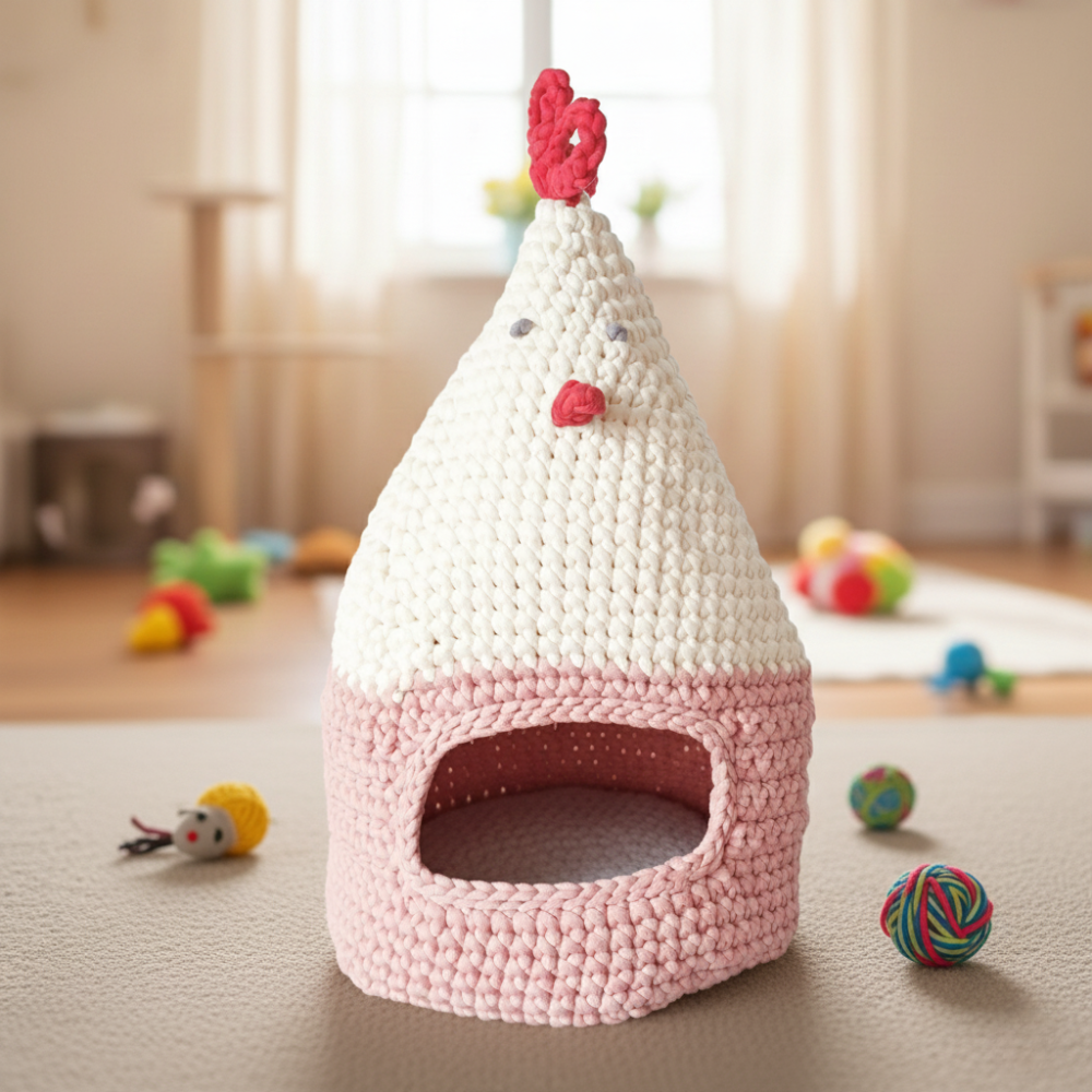 Chicky kitty Cat house Crochet Pattern