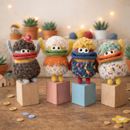 4-in-1 Colorful Amigurumi Big Lips Monster Pouch Crochet Pattern