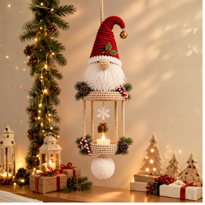 Christmas Gnome Hanging Lantern Crochet Pattern