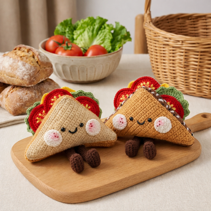 Crochet Kawaii Sandwich Plush – Cute Amigurumi Food Toy Crochet Pattern