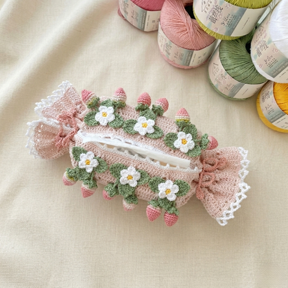 Sweet Strawberry Candy Cane Tissue Cover Crochet Pattern