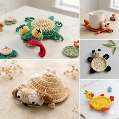 22-in-1 Animal Coaster Crochet Pattern Set