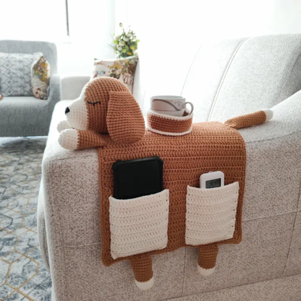 Dog Armrest Organizer Pattern with Cup Holder Crochet Pattern