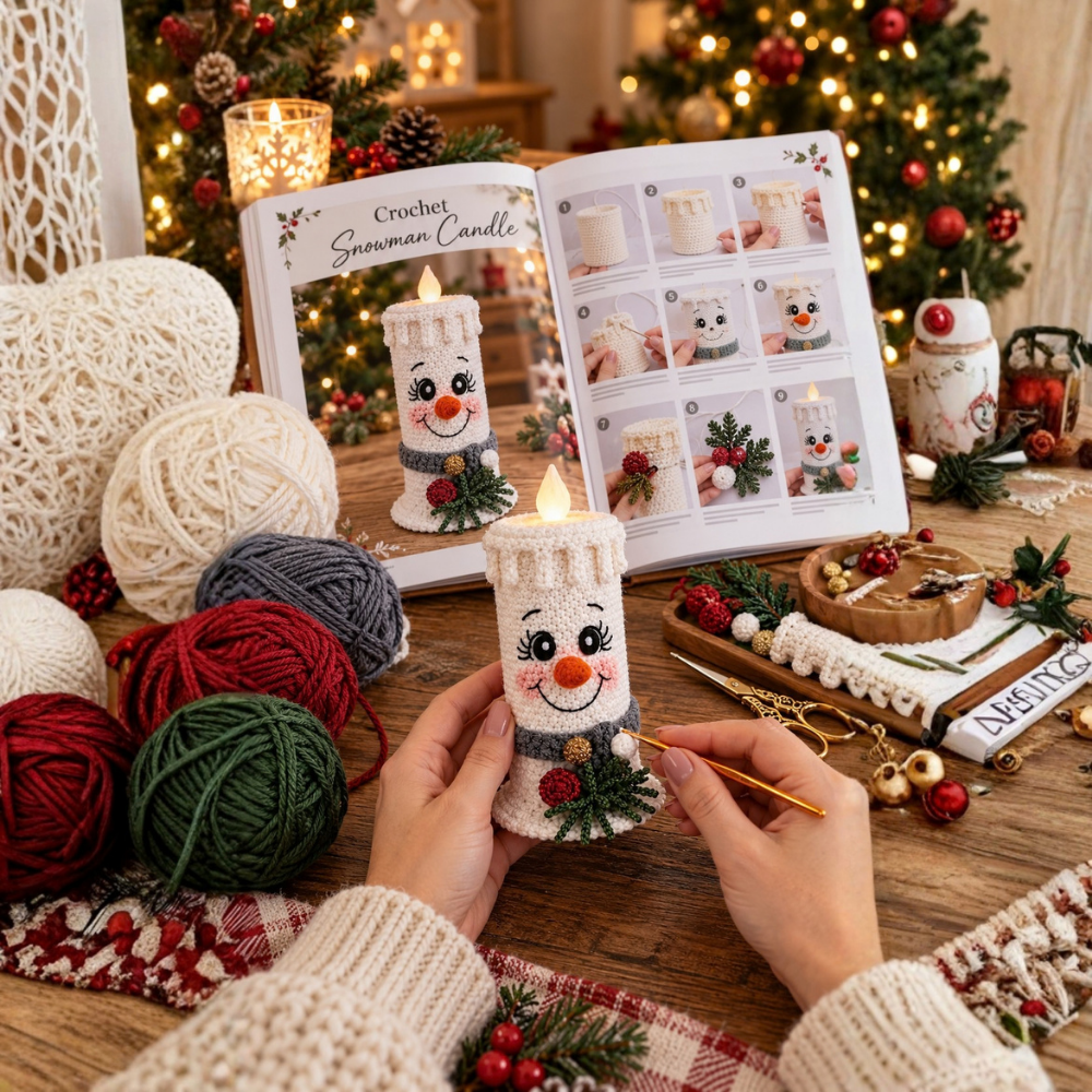 Snowman Candle Crochet Pattern