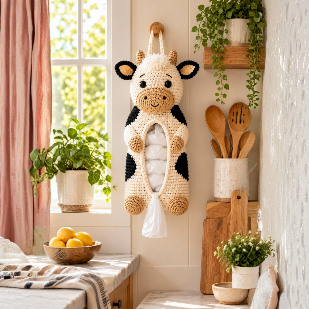 Crochet Cow Bag Holder Pattern