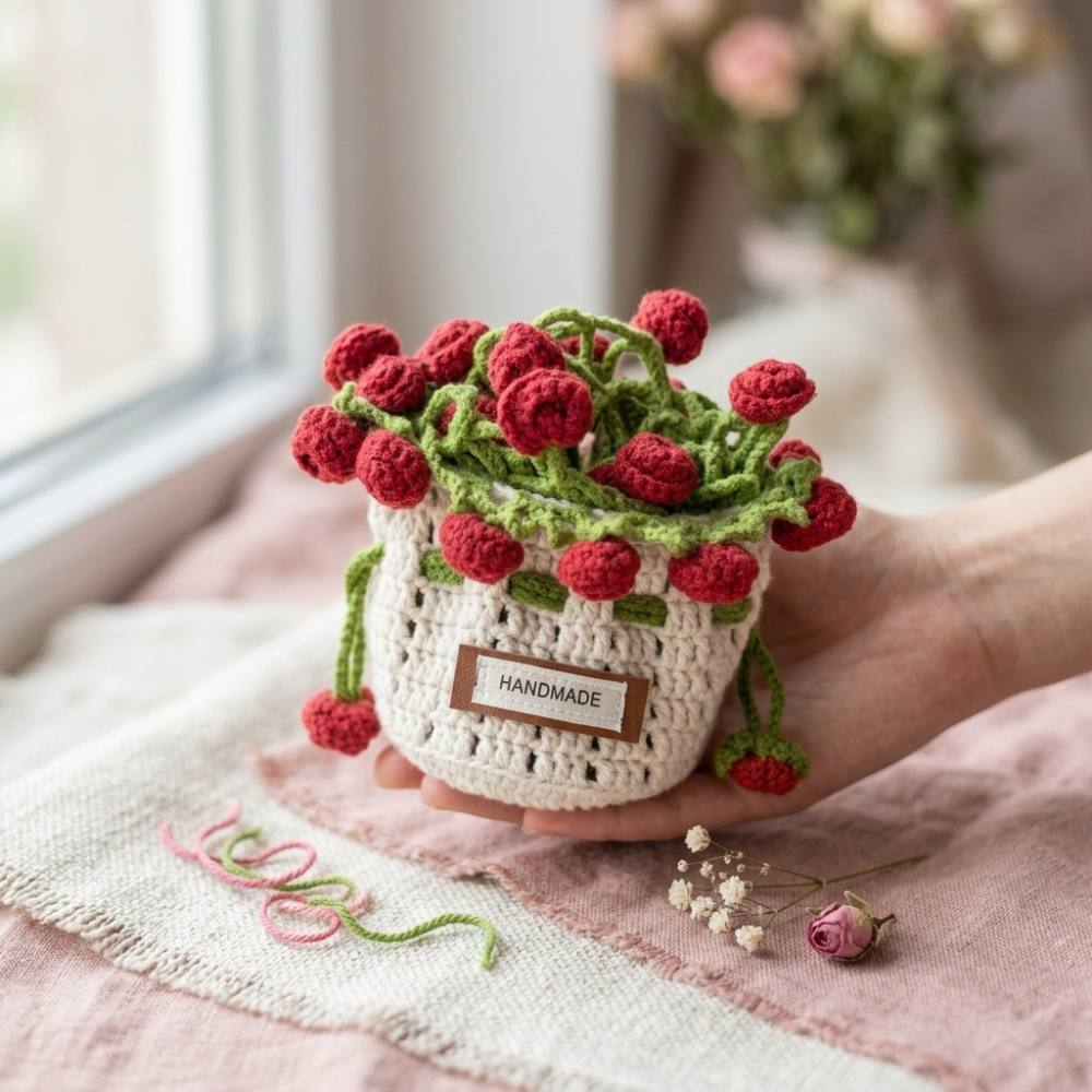 Rose Bouquet Cup Holder Crochet Pattern