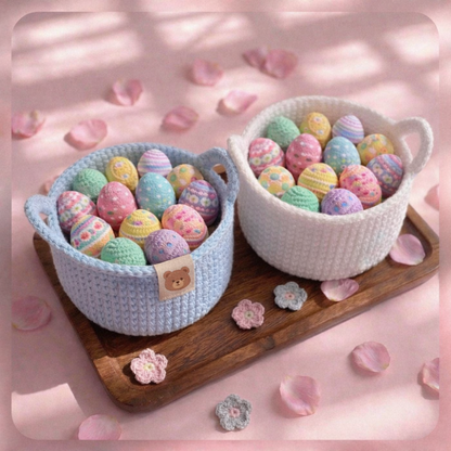 Adorable Cat-Eared Crochet Baskets