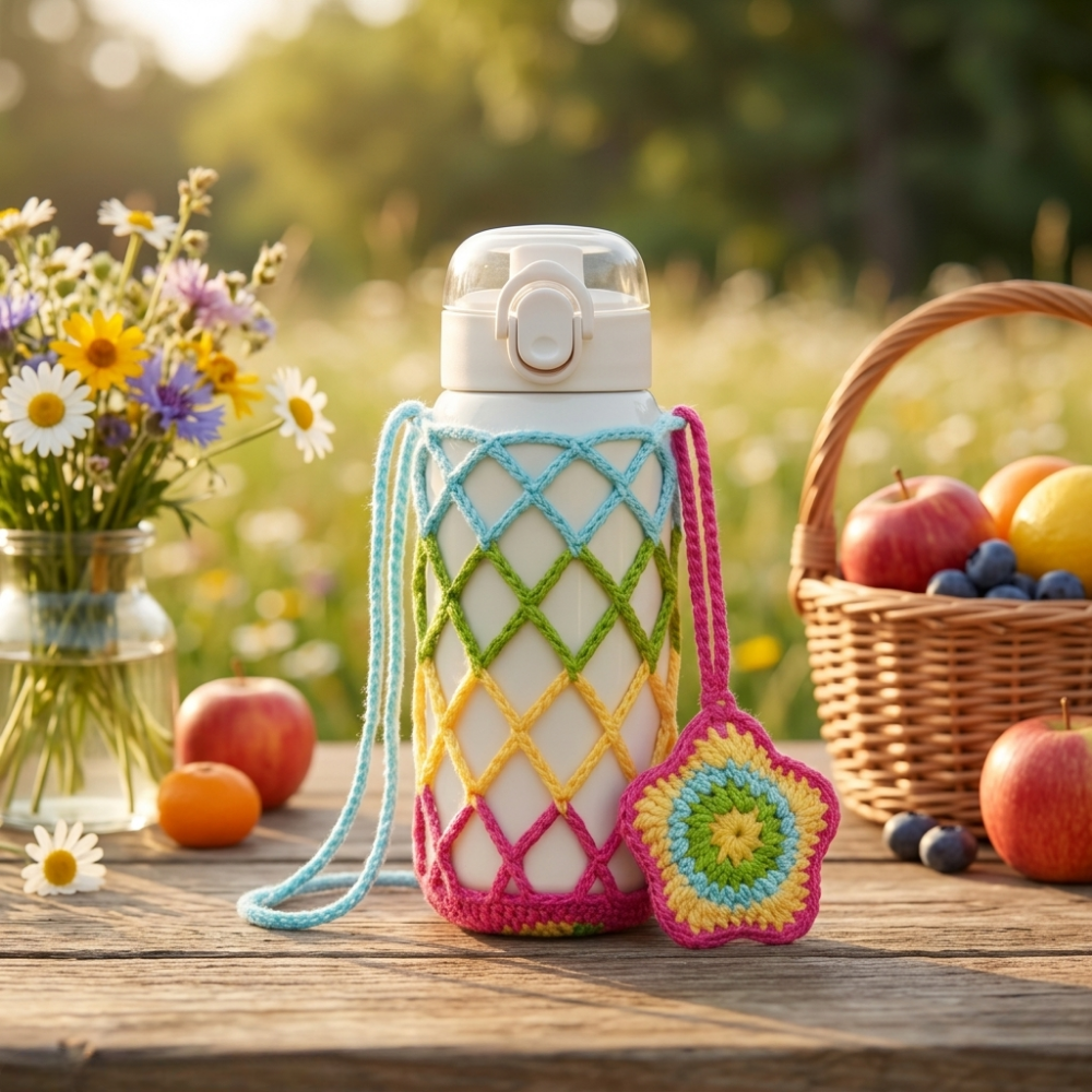 2-in-1 Rainbow Bottle Holder & Keychain Crochet Pattern