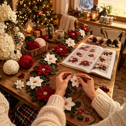 Crochet Poinsettia Garland Pattern