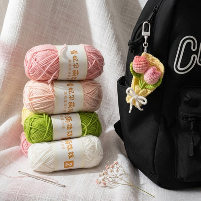 Mini Tulip Bouquet Keychain Bag Charm Crochet Pattern