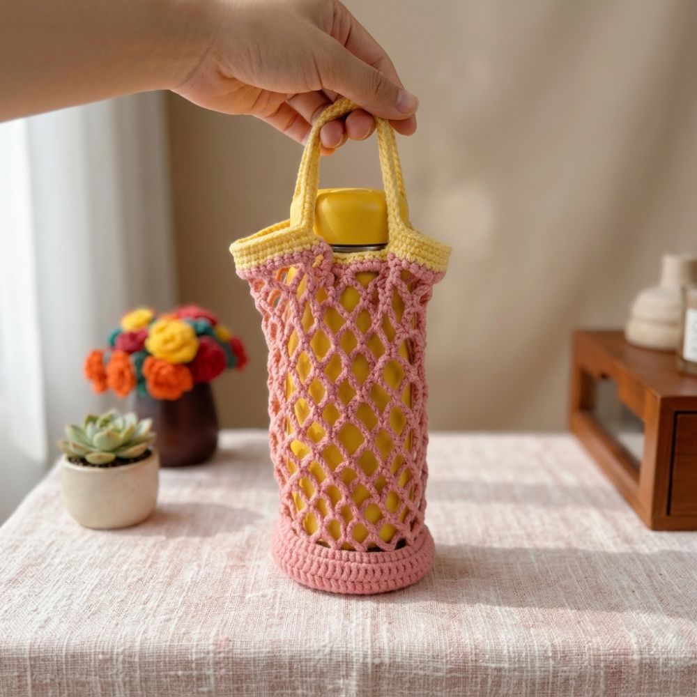 3-in-1 Fruit Crochet Pattern Bundle – Water Bottle Holder, Mesh Bag & Bag Charm