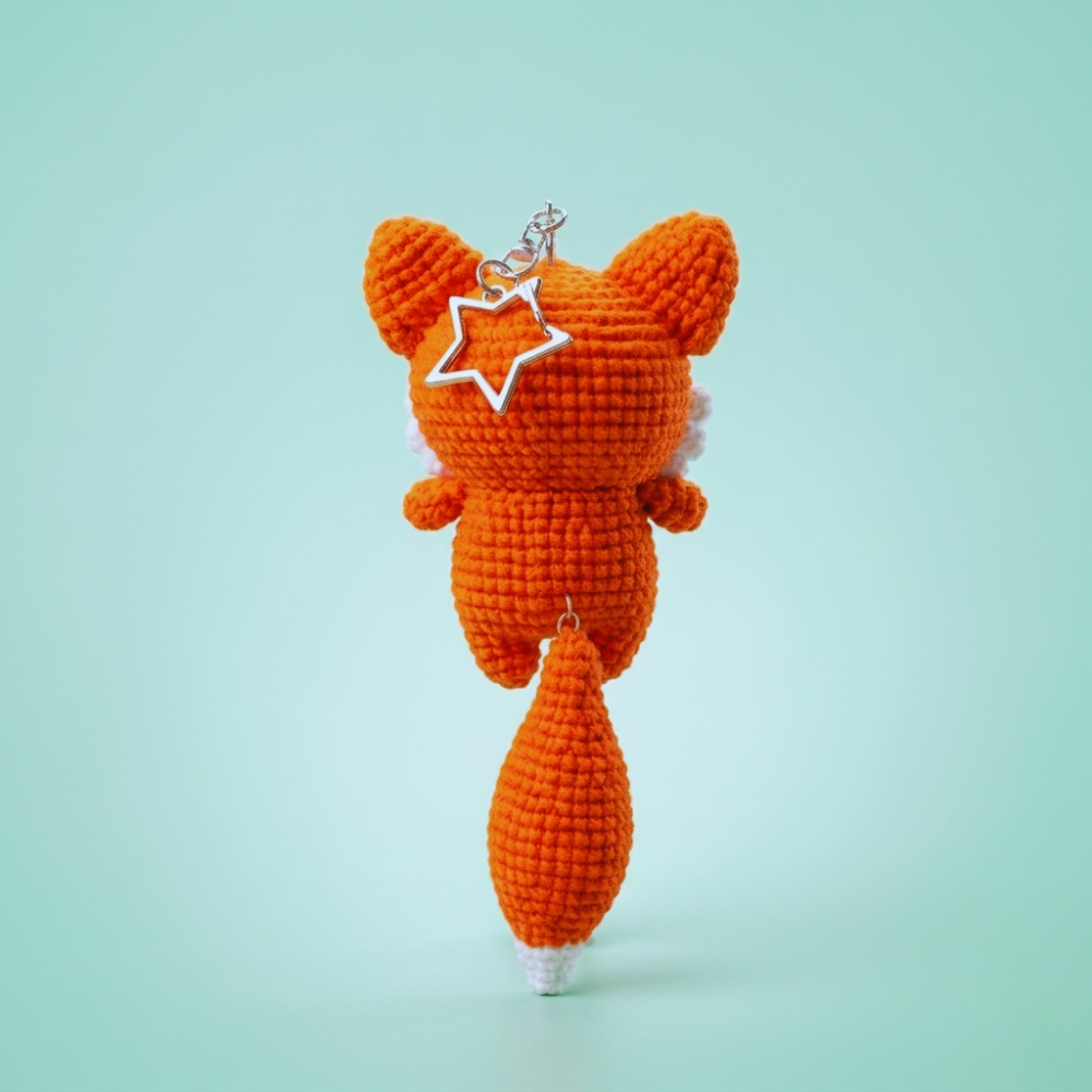 Foxy Duo Design The Perfect Orange & Gold Amigurumi Fox Keychain Set