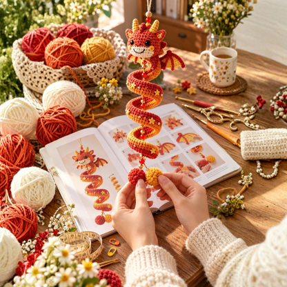 5-in-1 Crochet Dragon Spiral Hanging Pattern