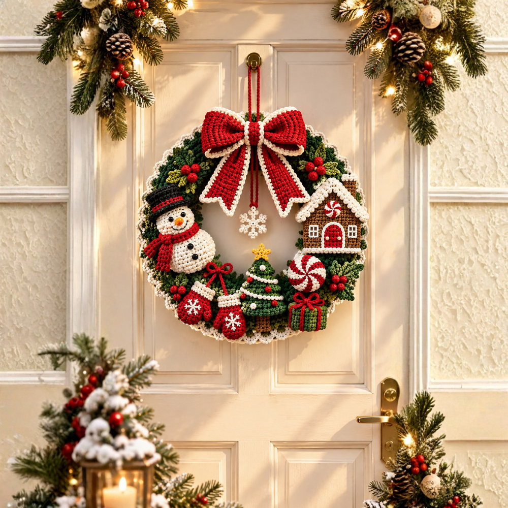 Snowman Gingerbread House Door Decor