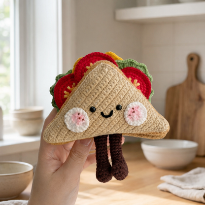 Crochet Kawaii Sandwich Plush – Cute Amigurumi Food Toy Crochet Pattern