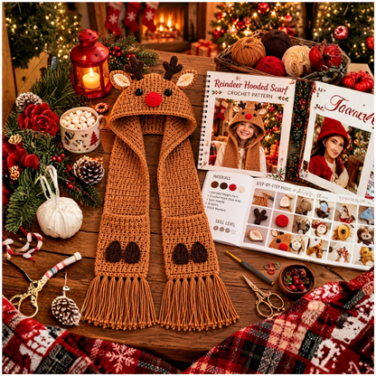 4in1 Christmas Hooded Scarf Crochet Pattern